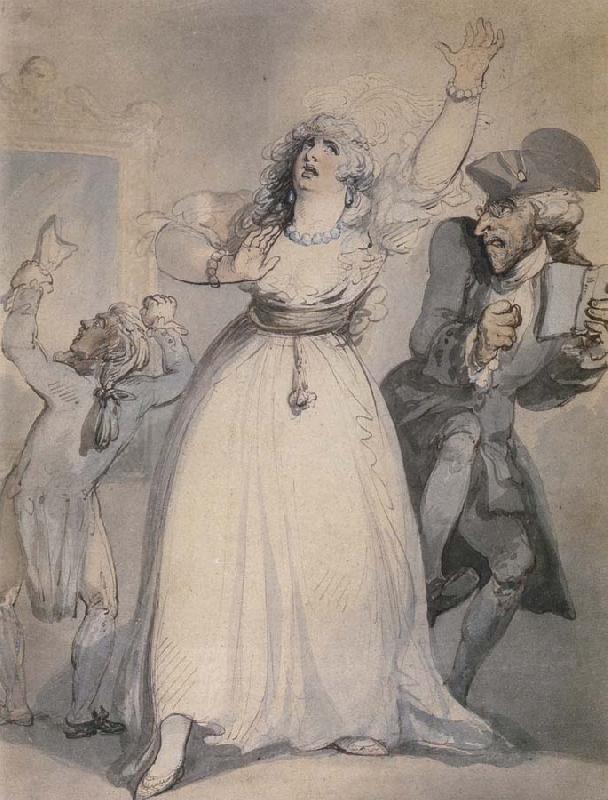 Thomas Rowlandson Mrs.Siddons,Old Kemble,and Henderson,Rehearsing in the Green Room oil painting image